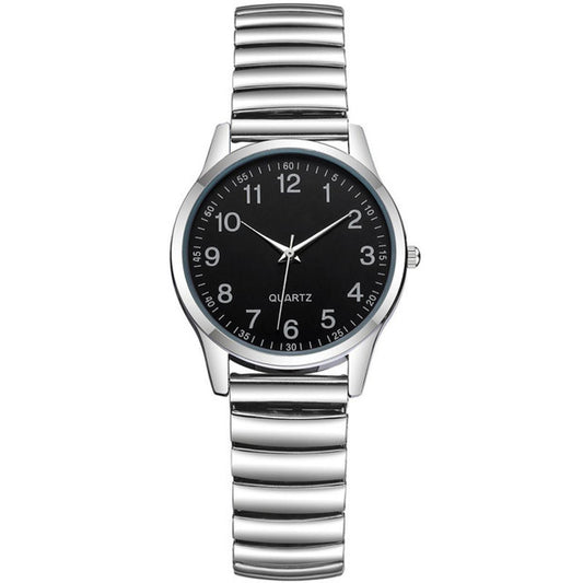 Arabic Numerals Lovers Watches Stainless Steel Elastic Band Men Women Wrist Watch Couple's Clock