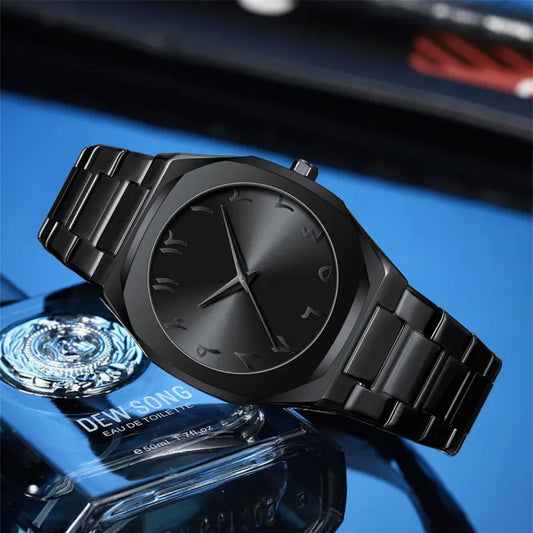 Black Arabic Stainless Steel Aura Watch